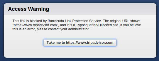Barracuda Link Warning