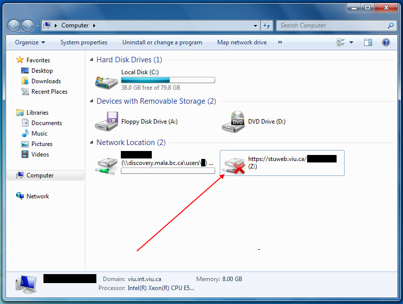 web folder with X